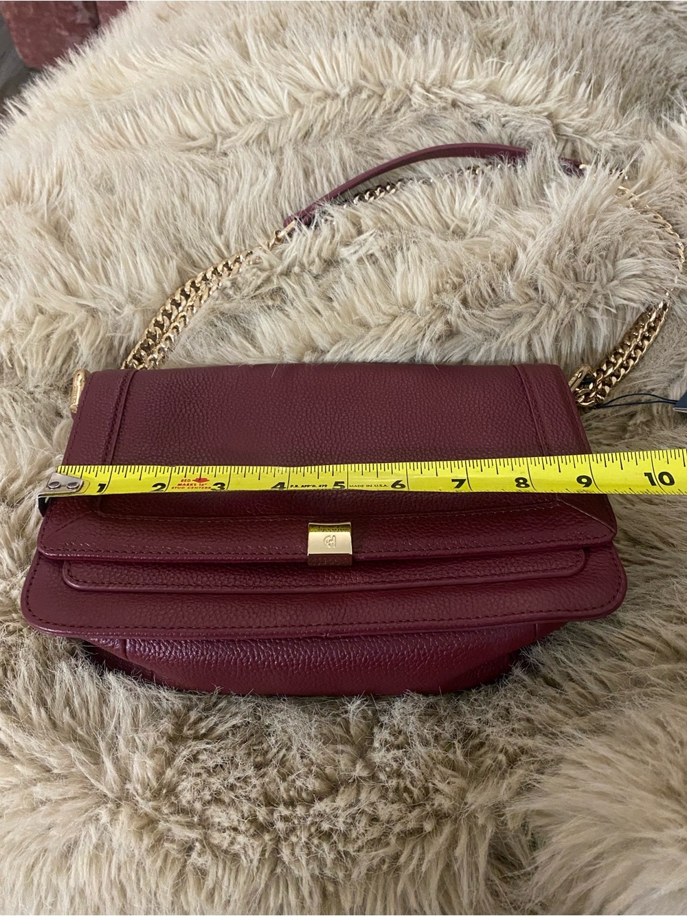 Cole Haan Burgundy Leather Chain Shoulder Bag